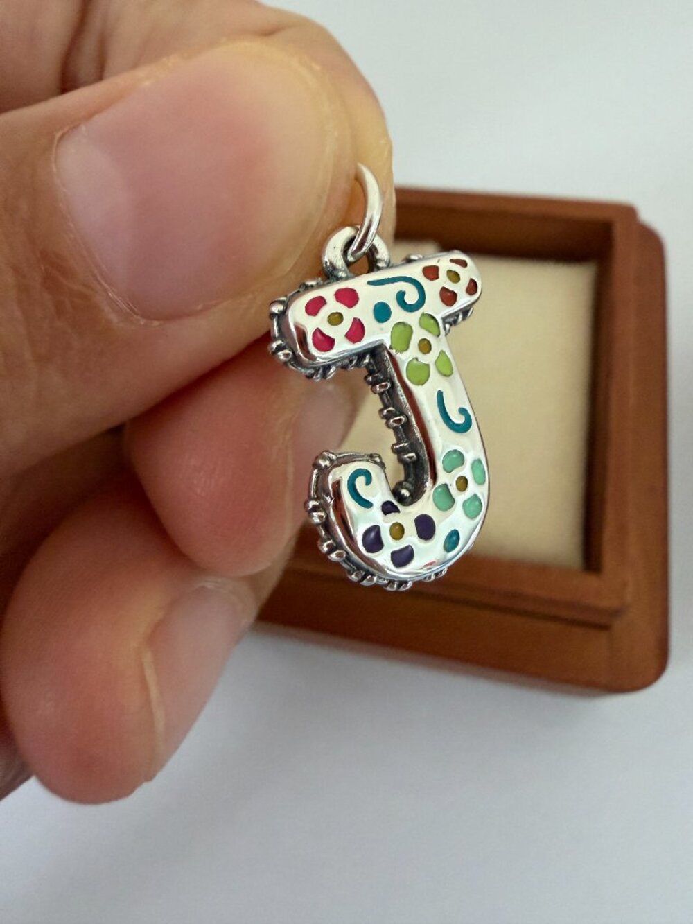 James Avery Enamel Consuela Floral Initial J Charm